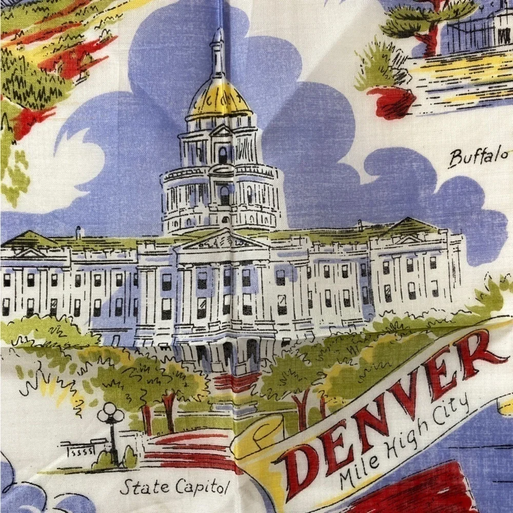 Vintage Burmel Denver Colorado Souvenir Handkerchief - Picture 9 of 11